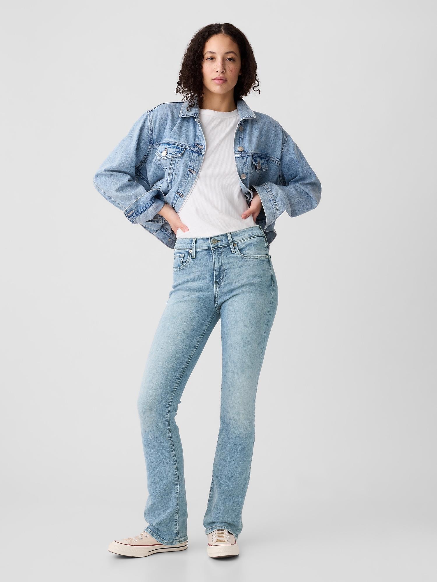 mid rise baby boot jeans