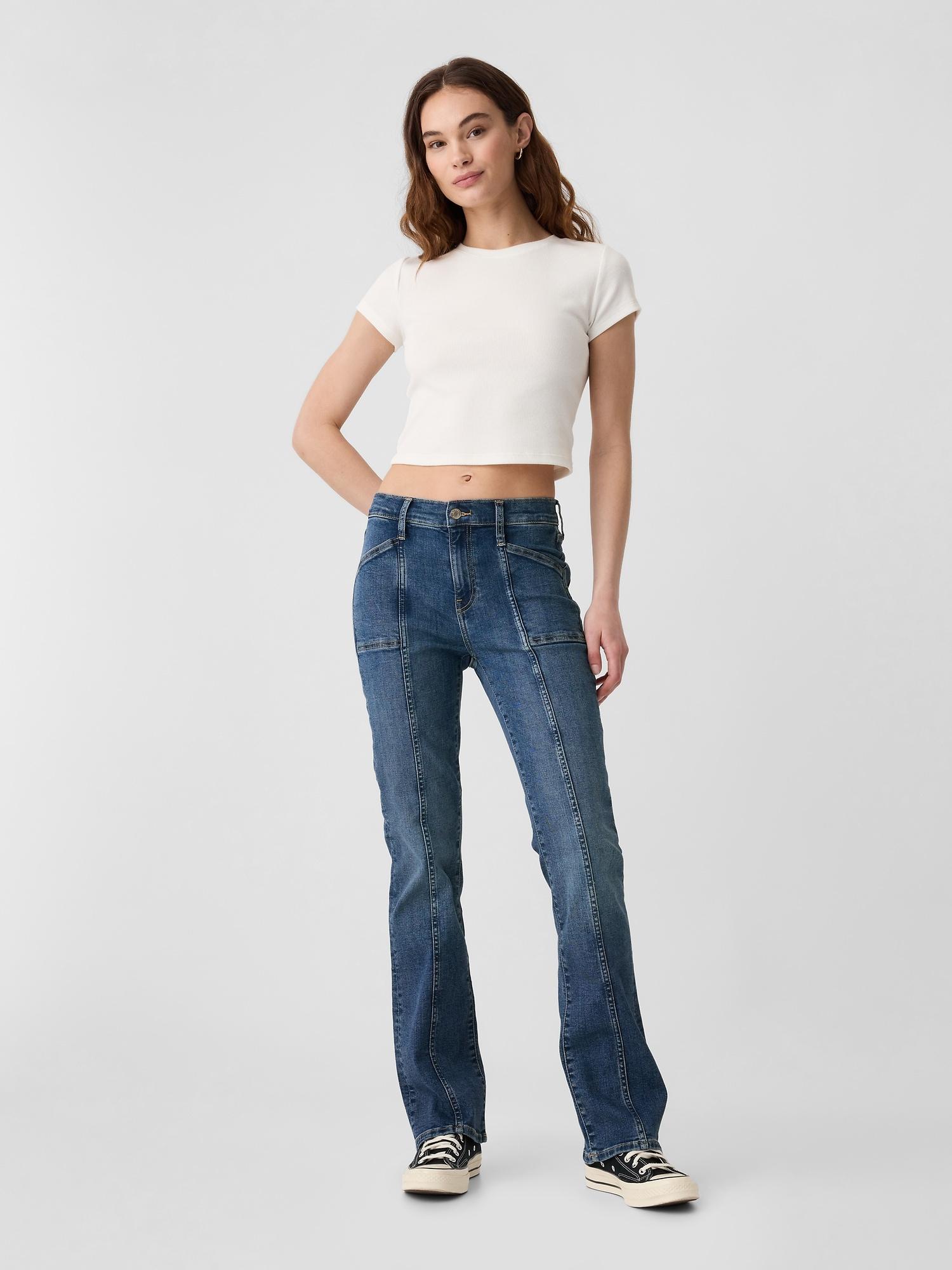 mid rise baby boot jeans