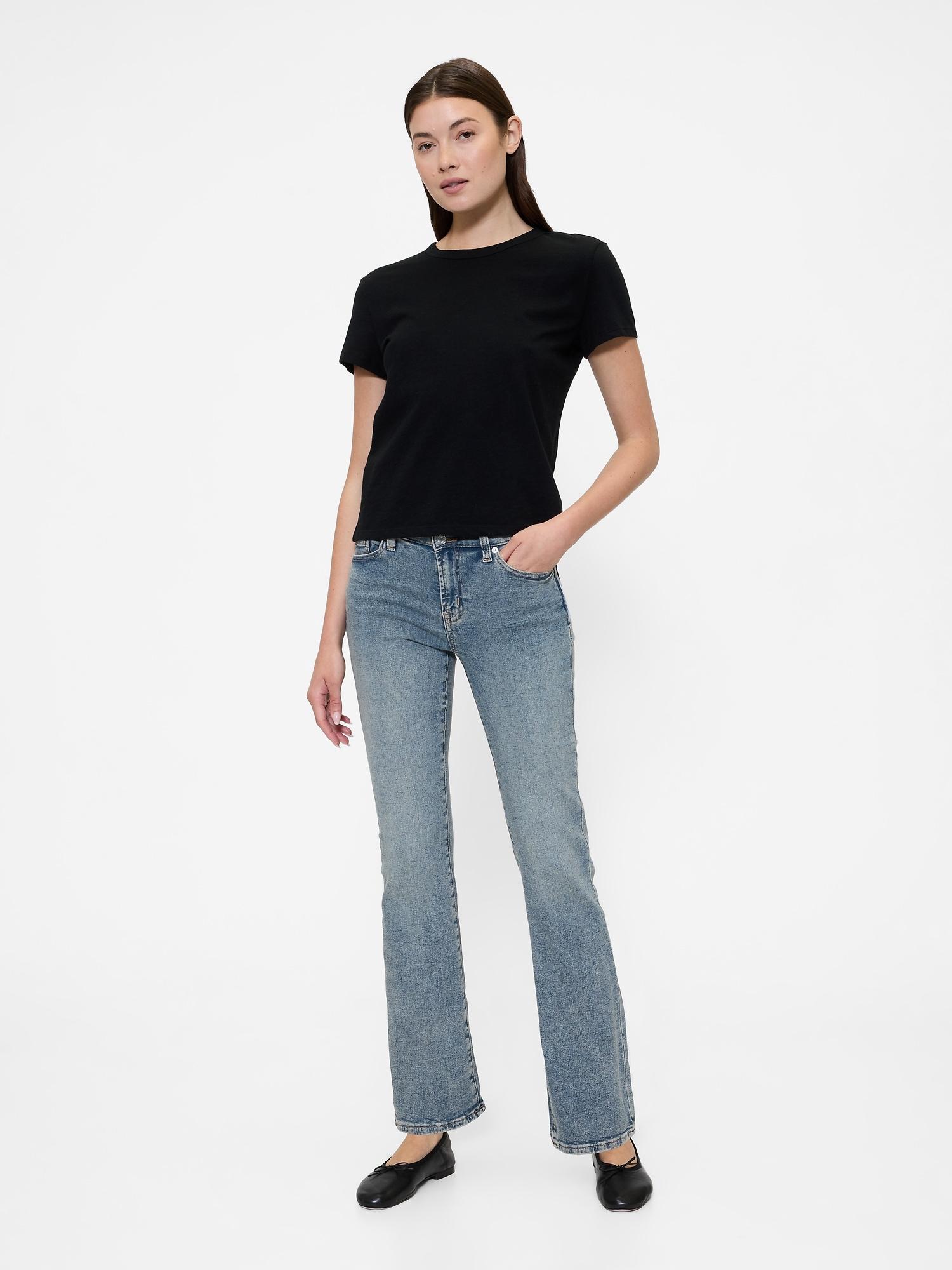 mid rise baby boot jeans
