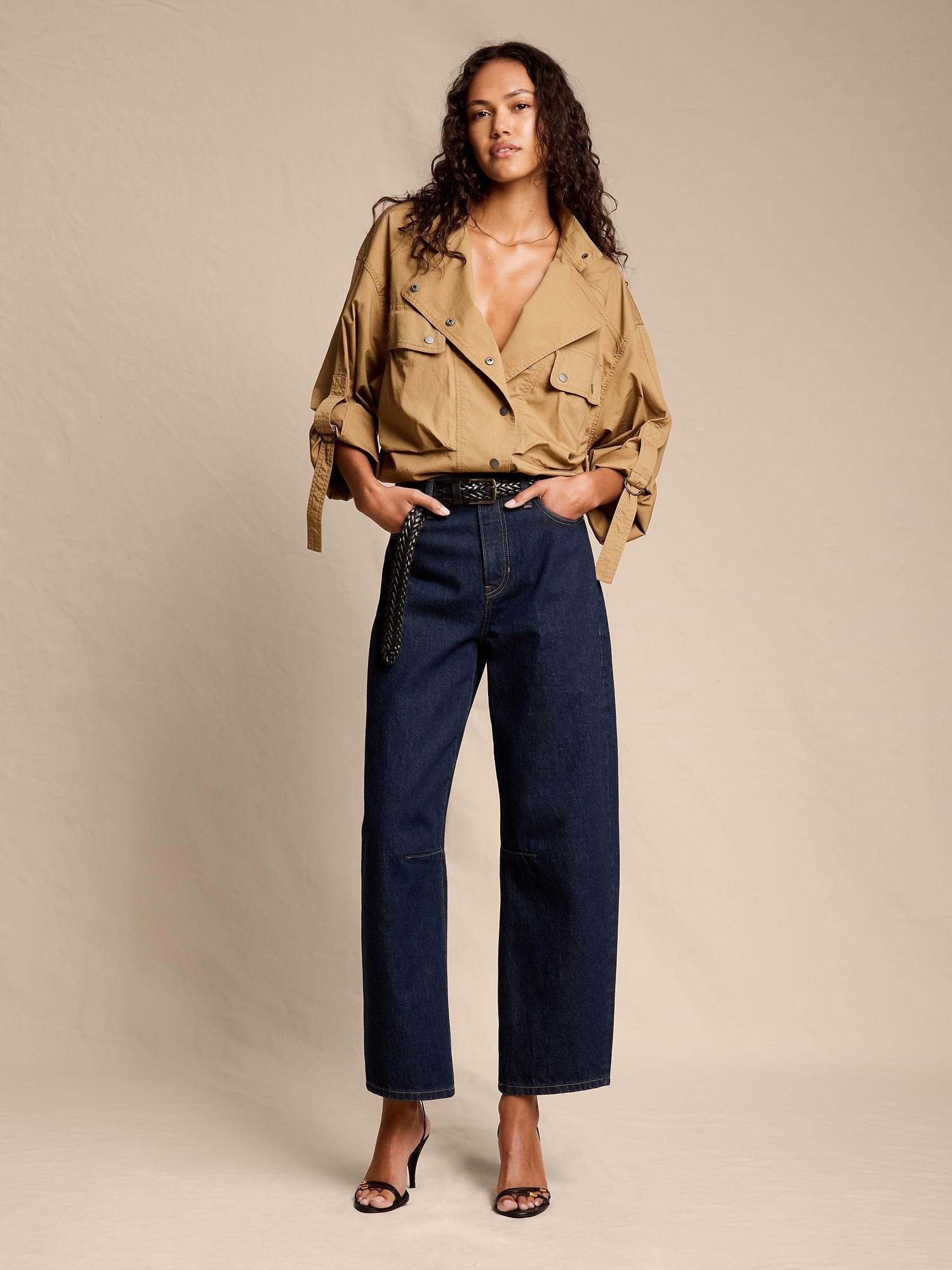 mid-rise barrel ankle jean