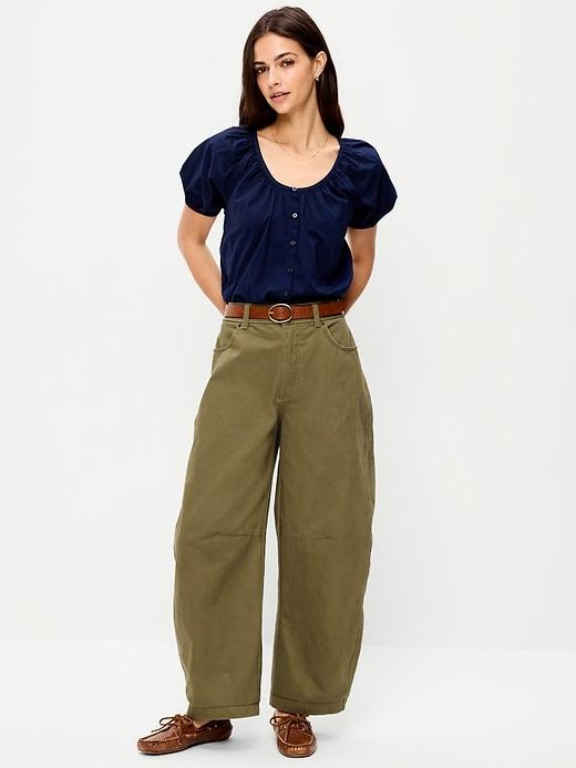 mid-rise barrel chino pants