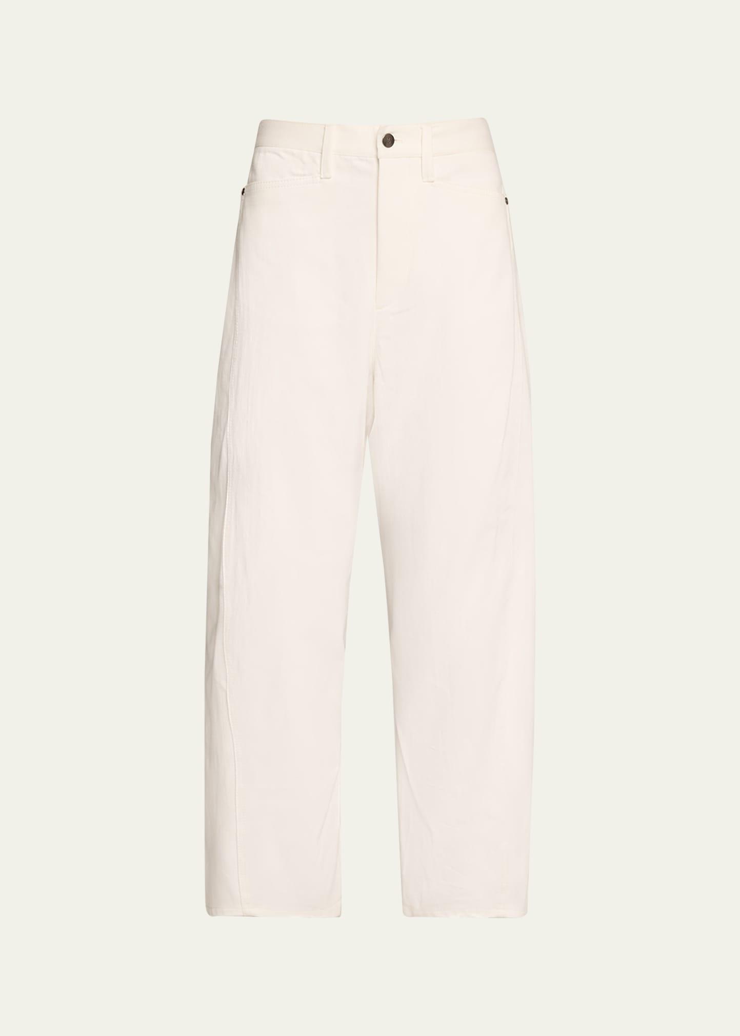 mid-rise barrel-leg crop jeans