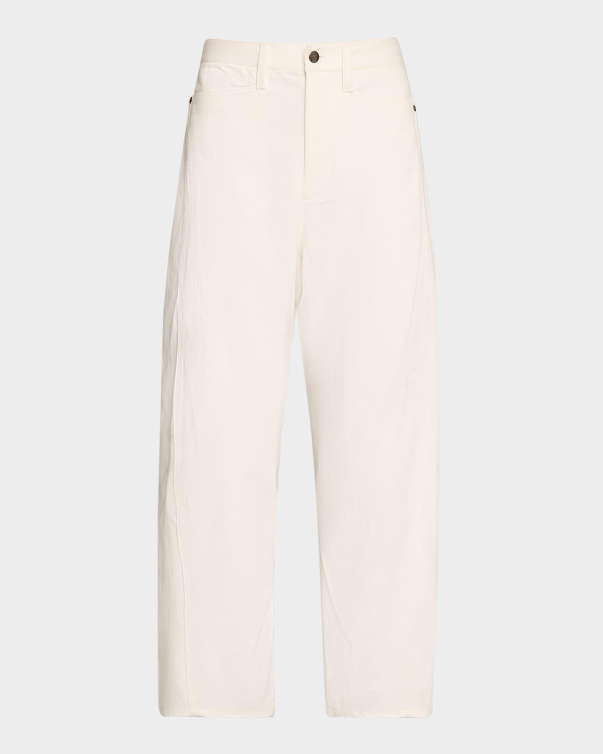 mid-rise barrel-leg crop jeans