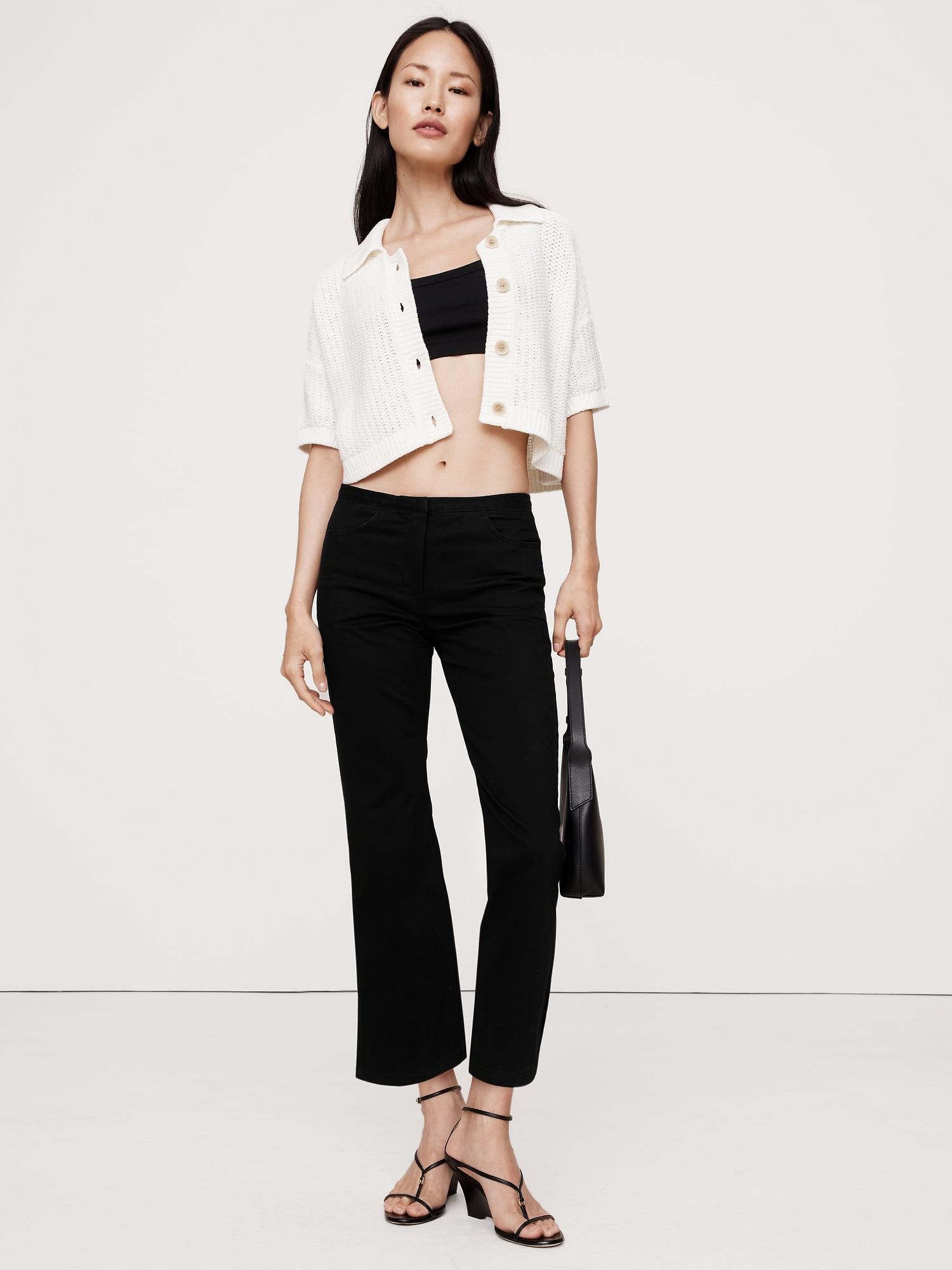 mid-rise cotton capri