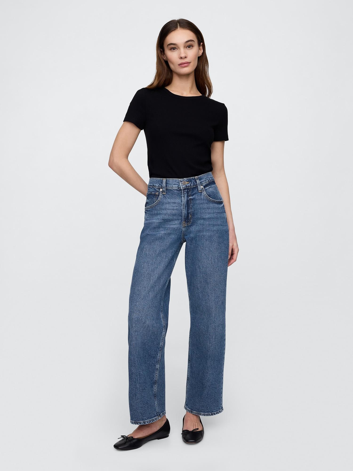 mid rise destructed '90s loose jeans
