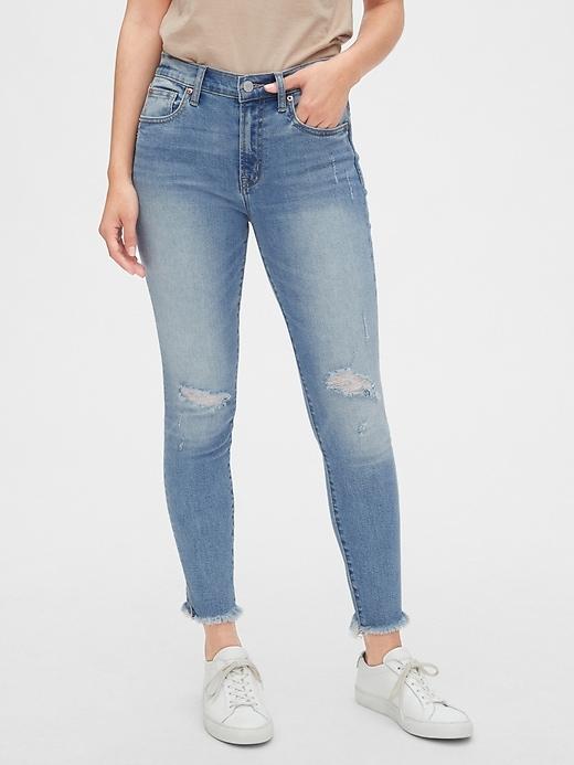 mid rise distressed true skinny ankle jeans