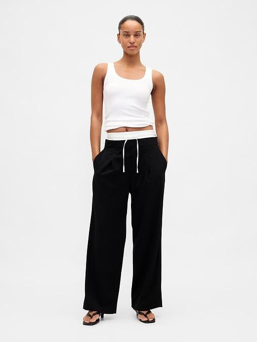 mid rise double-waist pants
