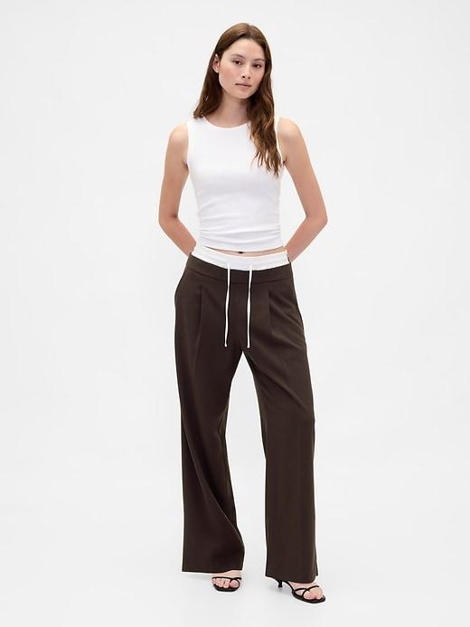 mid rise double-waist pants