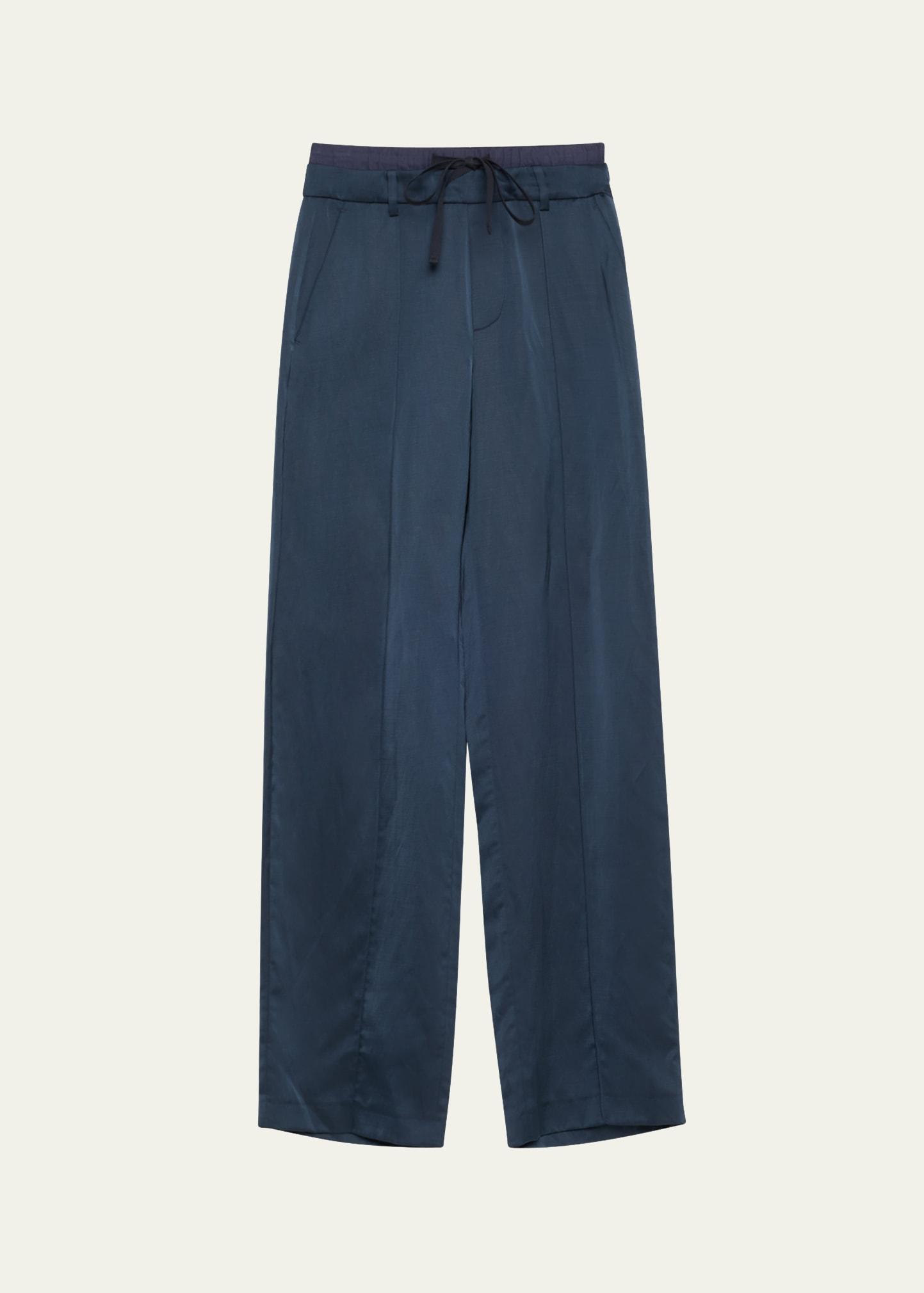 mid-rise double waistband pants