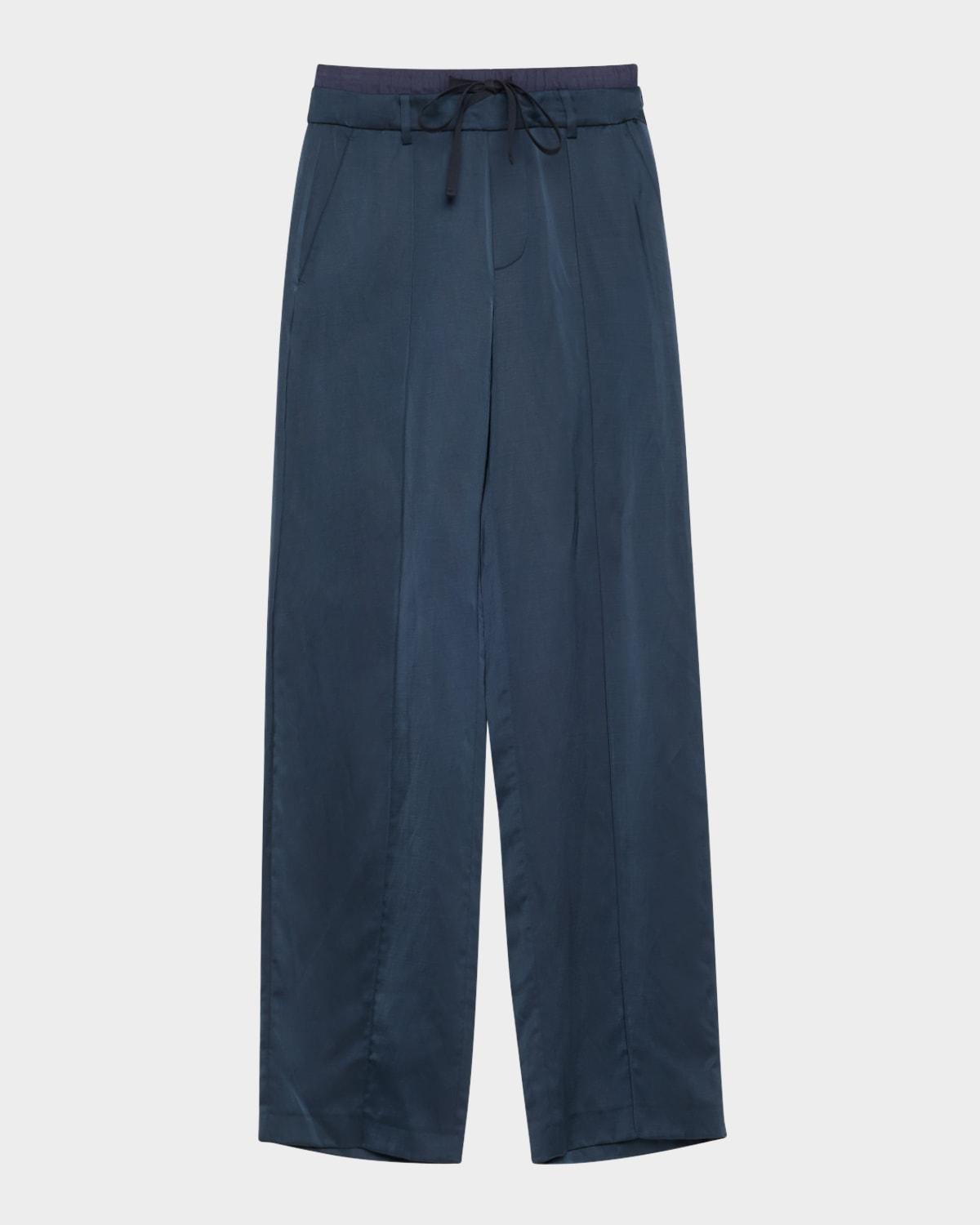 mid-rise double waistband pants