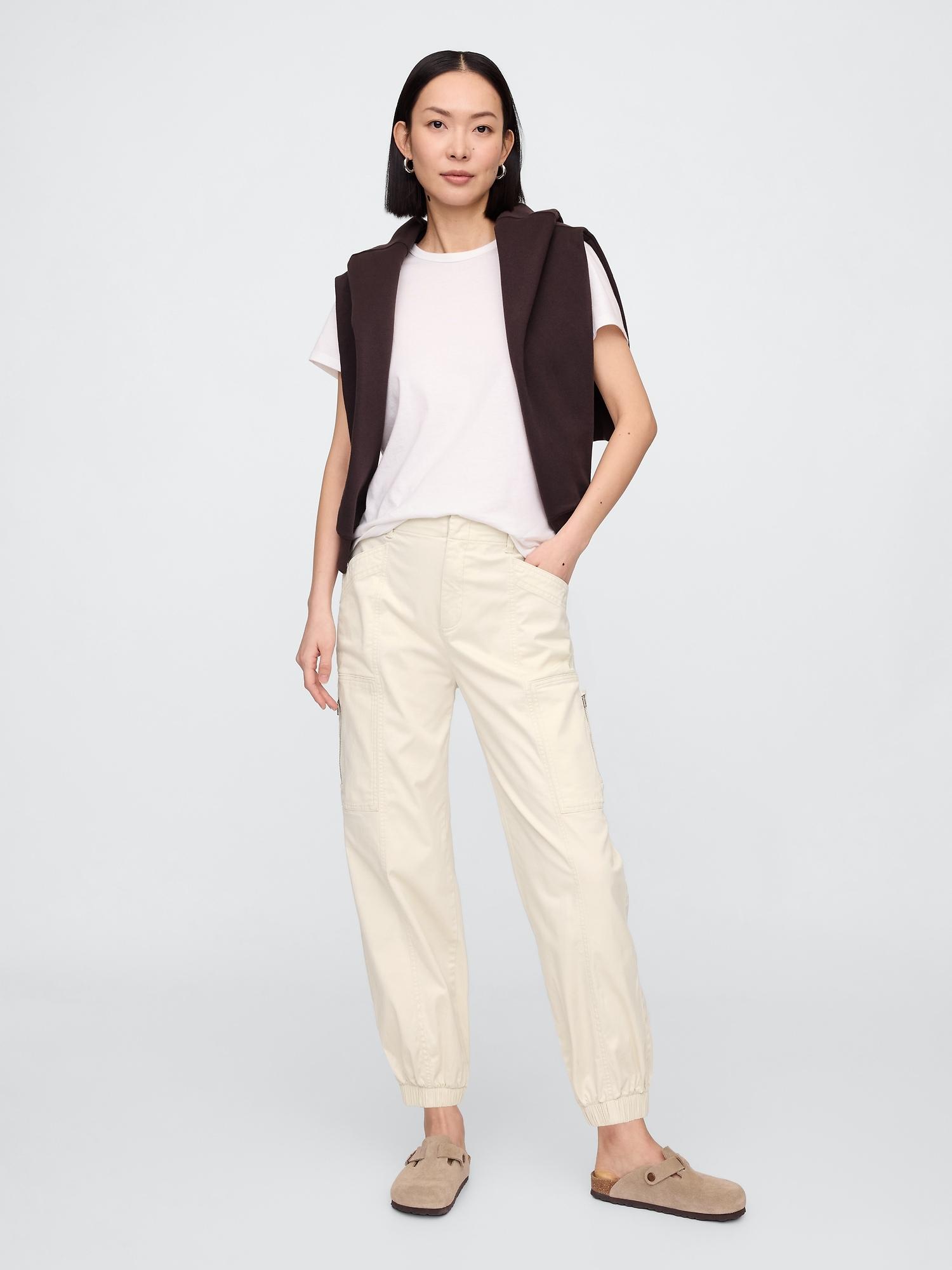 mid rise downtown khaki cargo joggers