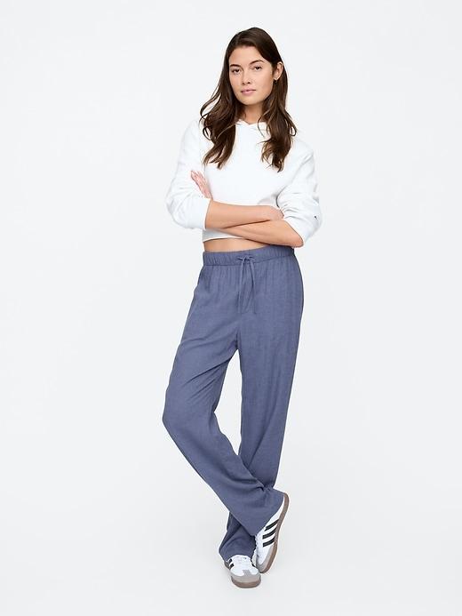mid rise easy linen-blend cargo pants