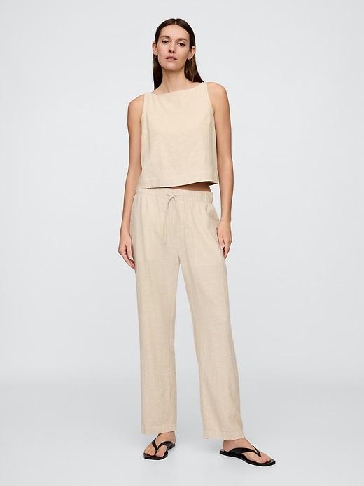 mid rise easy linen-blend cargo pants