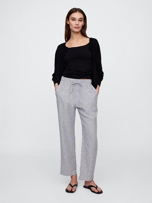 mid rise easy linen-blend cargo pants