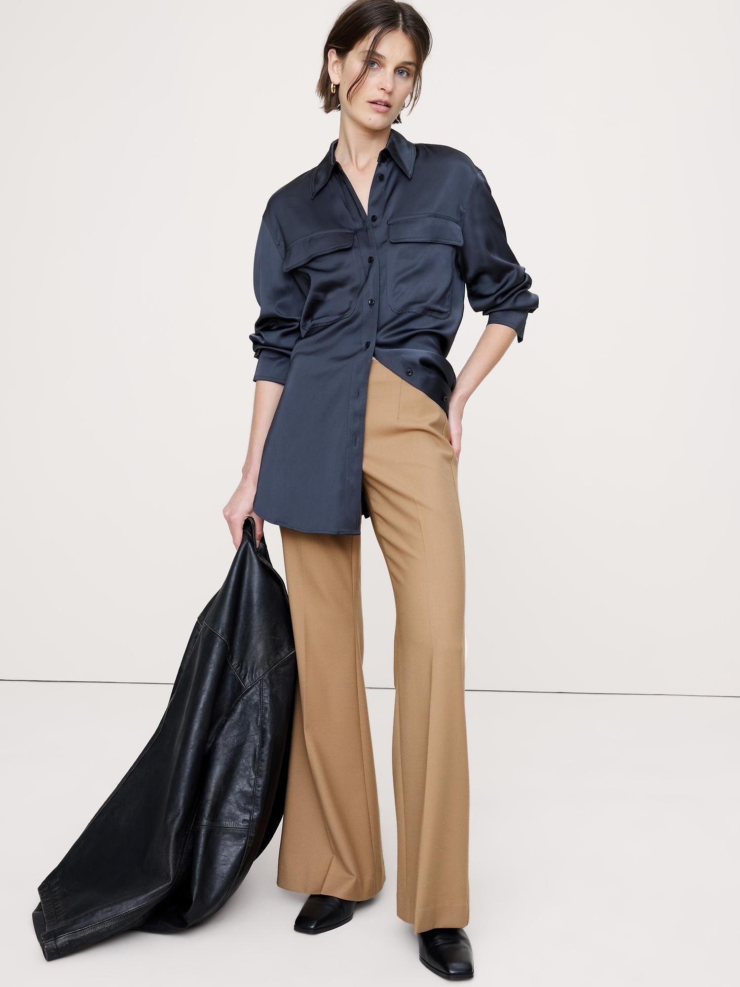mid-rise flare italian twill pant