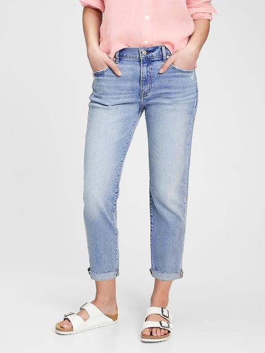 mid rise girlfriend jeans