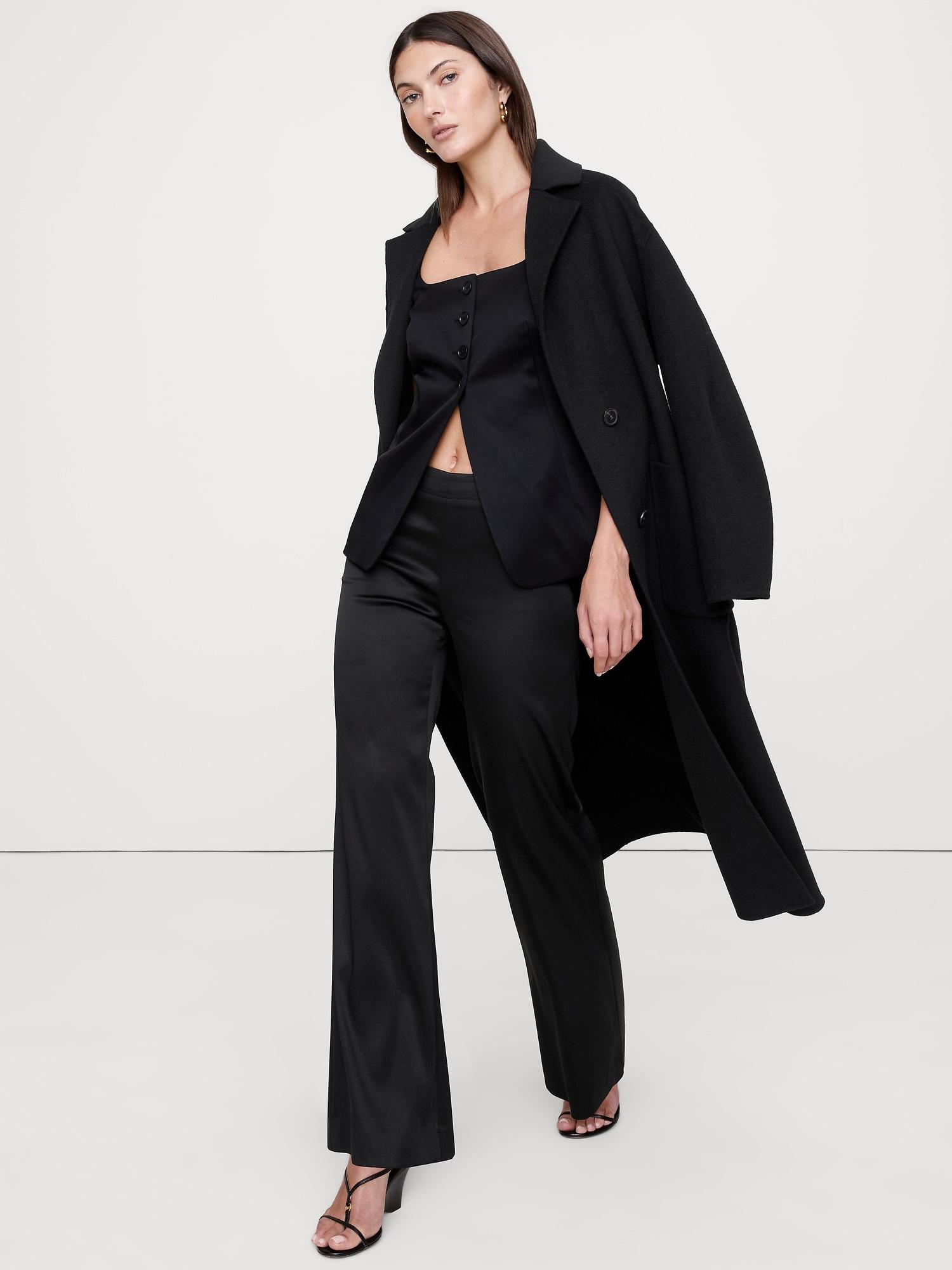 mid-rise kick-flare satin ankle pant