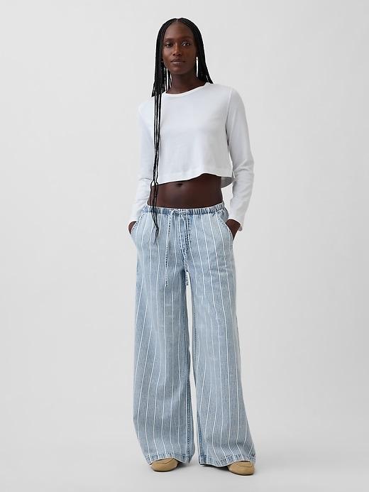 mid rise knit denim baggy jeans
