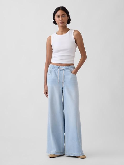 mid rise knit denim baggy jeans