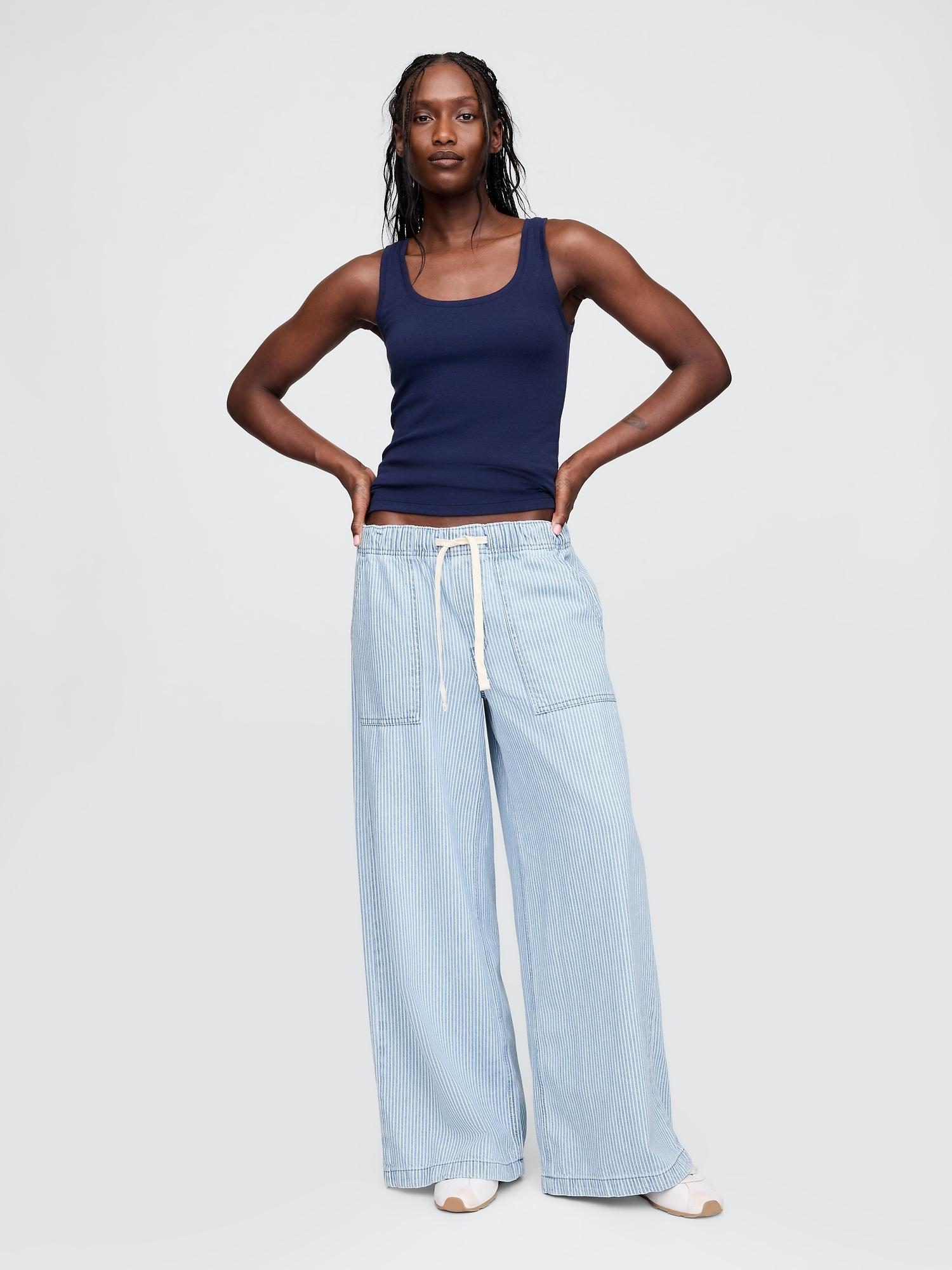 mid rise knit easy baggy jeans