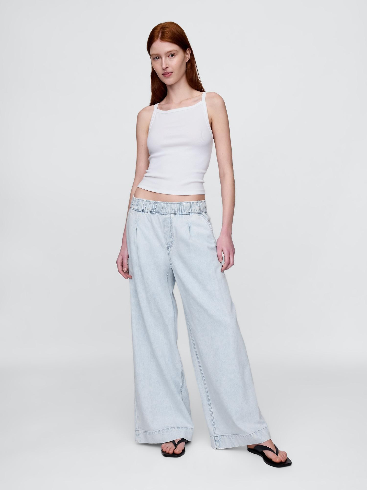 mid rise knit easy baggy jeans