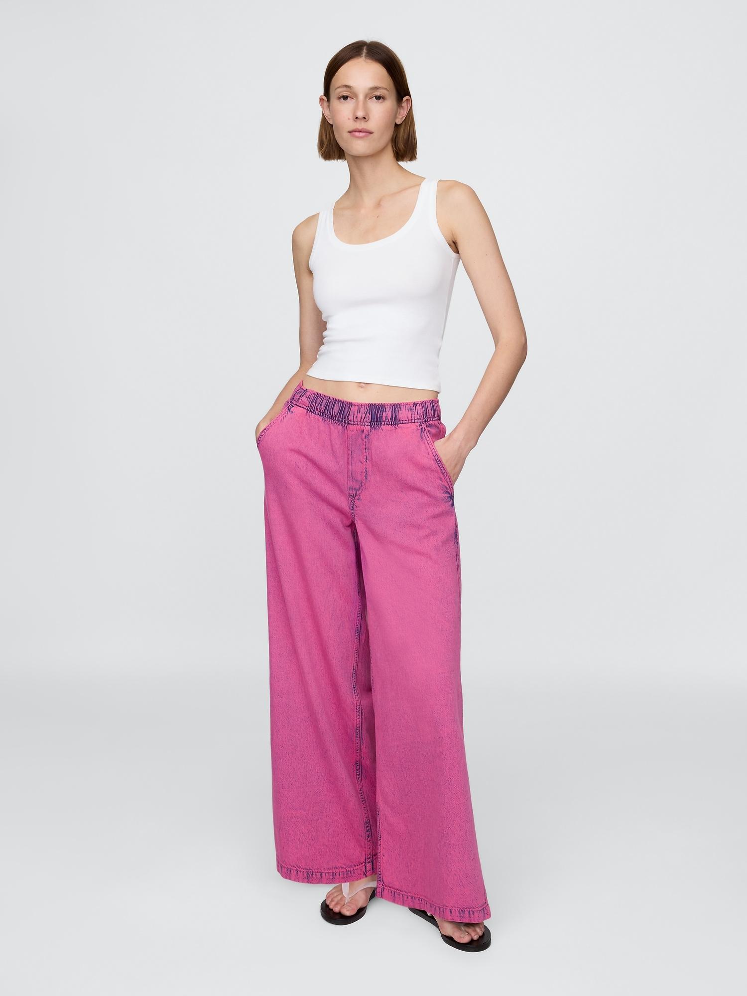 mid rise knit easy baggy jeans