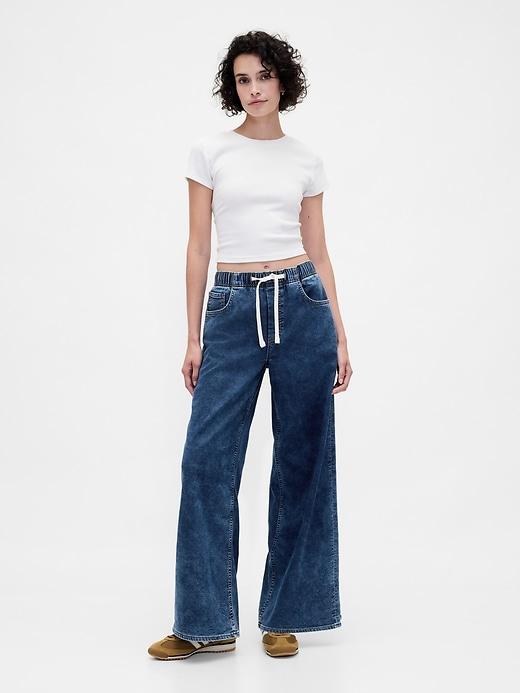 mid rise knit easy baggy jeans