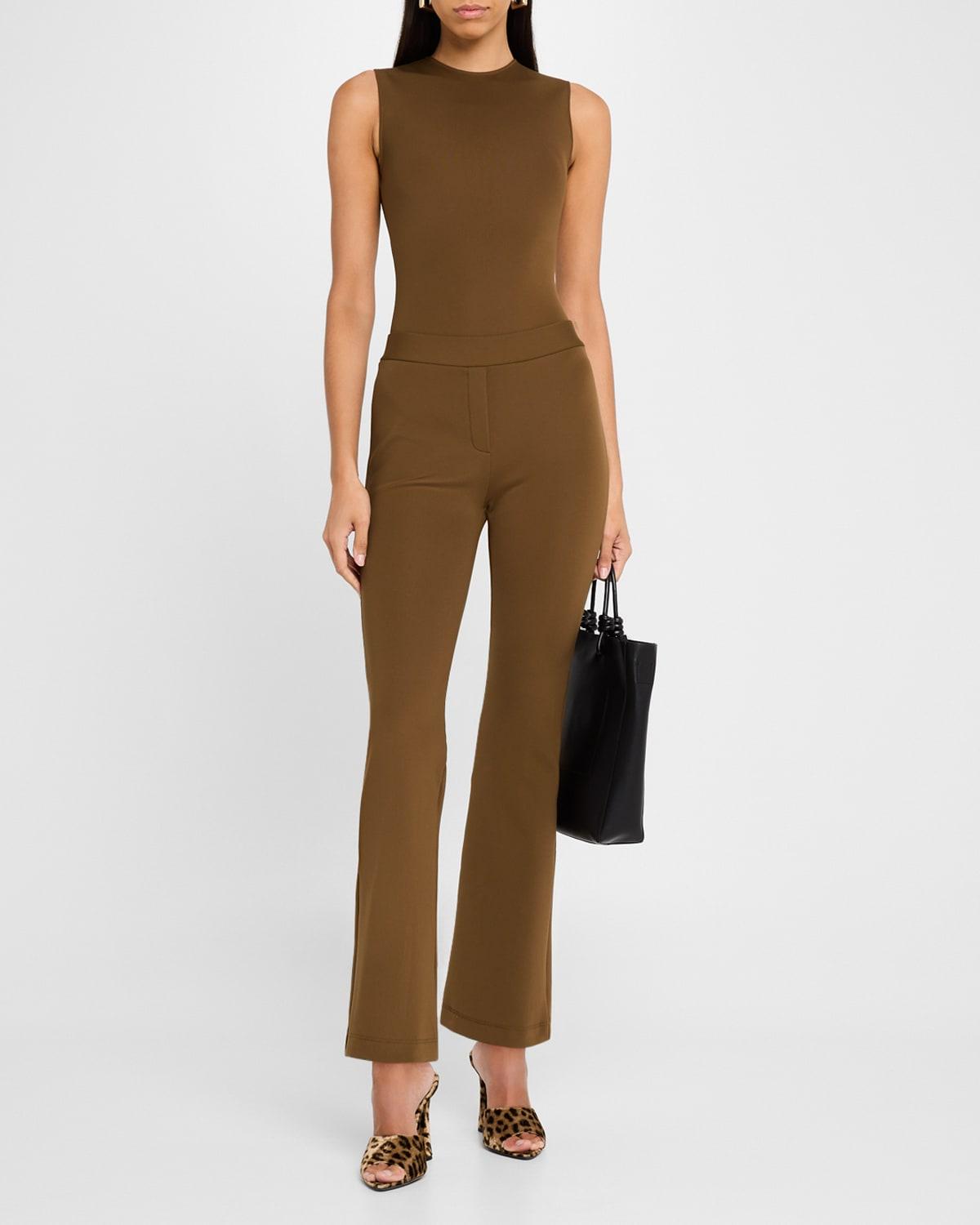mid-rise neoprene kickflare crop trousers