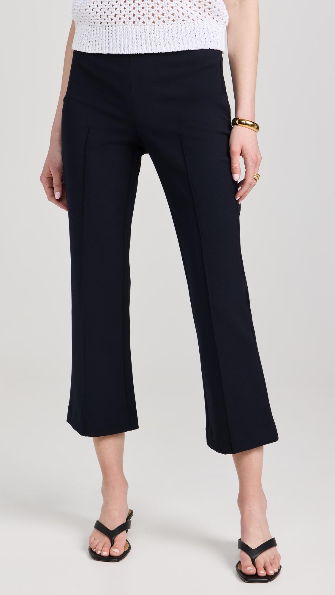 mid rise pintuck crop flare pants