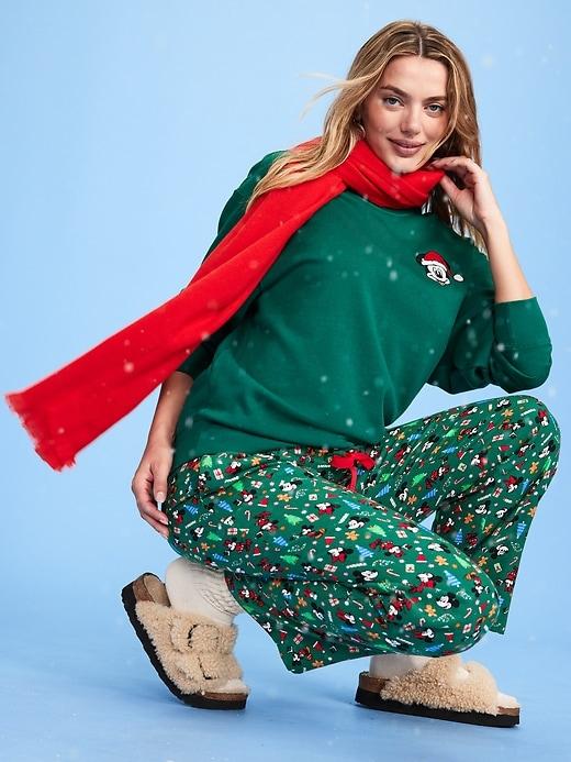 mid-rise printed flannel pajama pants for women