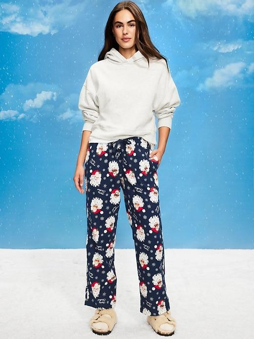 mid-rise printed flannel pajama pants for women