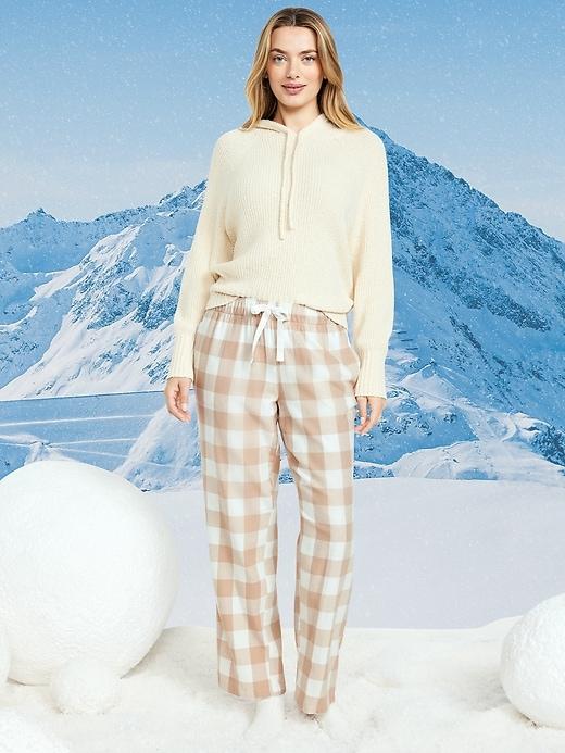 mid-rise printed flannel pajama pants for women