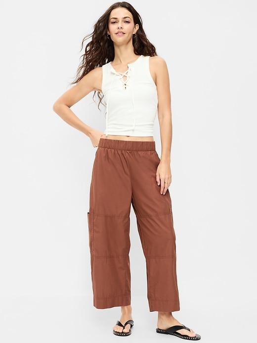 mid-rise pull-on cropped utility pants