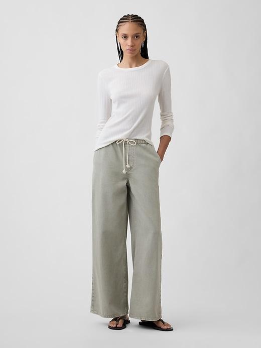 mid rise pull-on superlight wide-leg jeans
