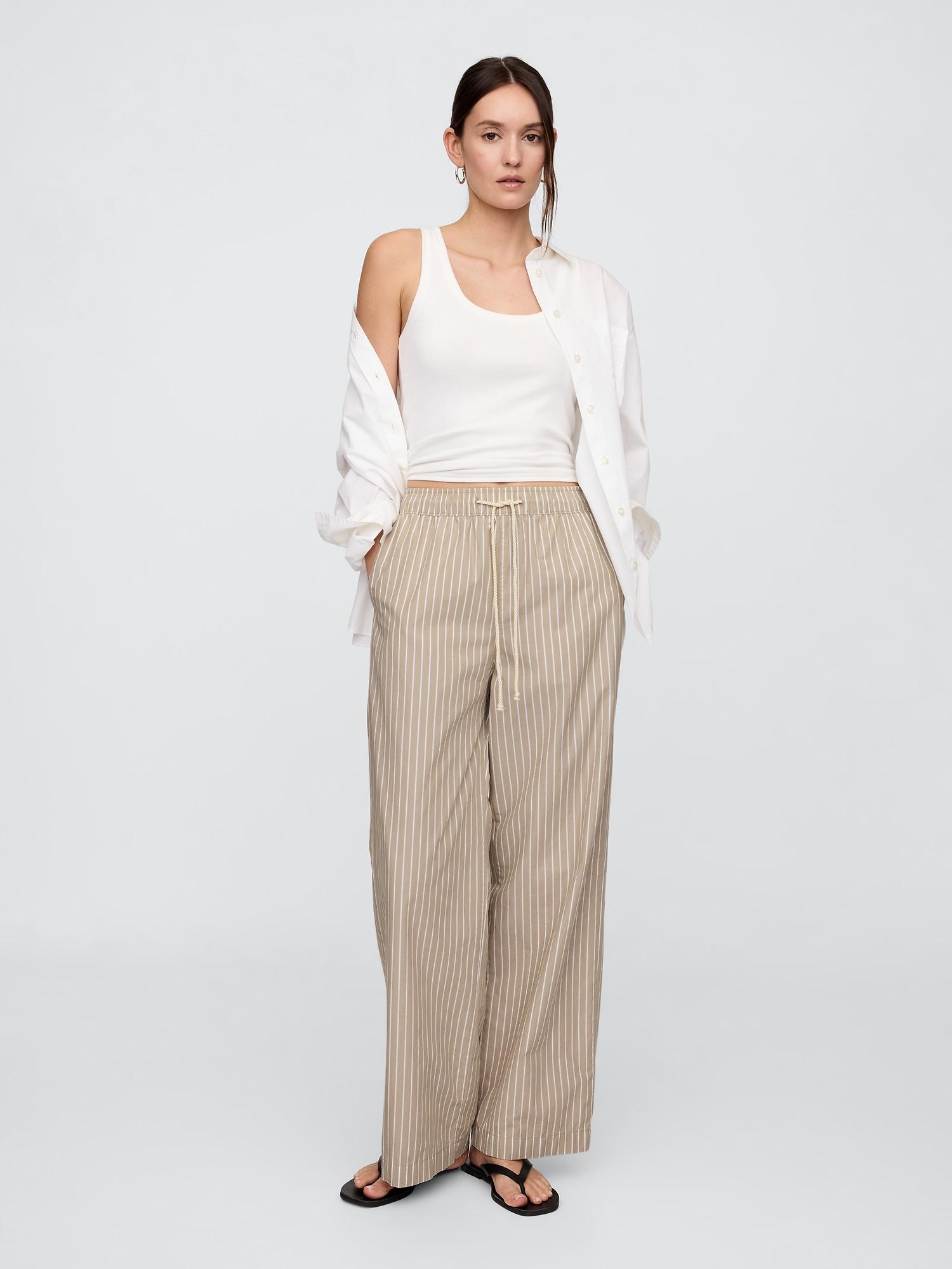 mid rise pull-on wide-leg pants