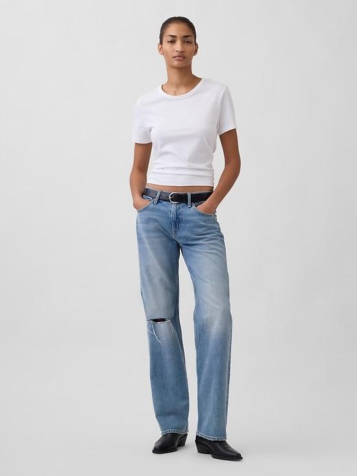 mid rise relaxed straight jeans