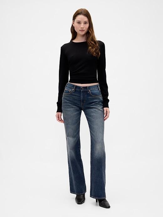 mid rise rigid relaxed flare jeans