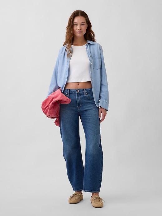 mid rise slim barrel jeans