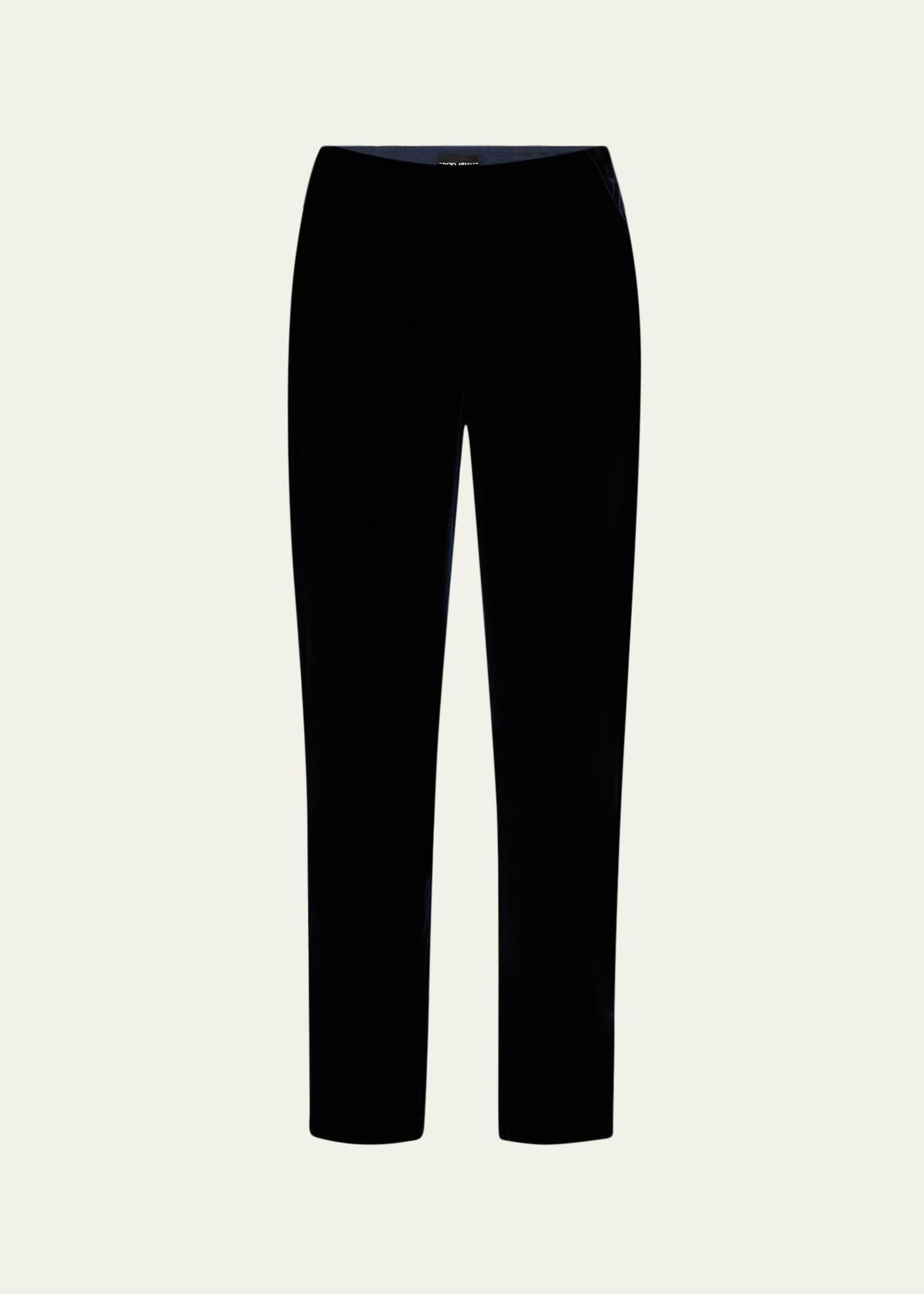 mid-rise slim-leg velvet trousers