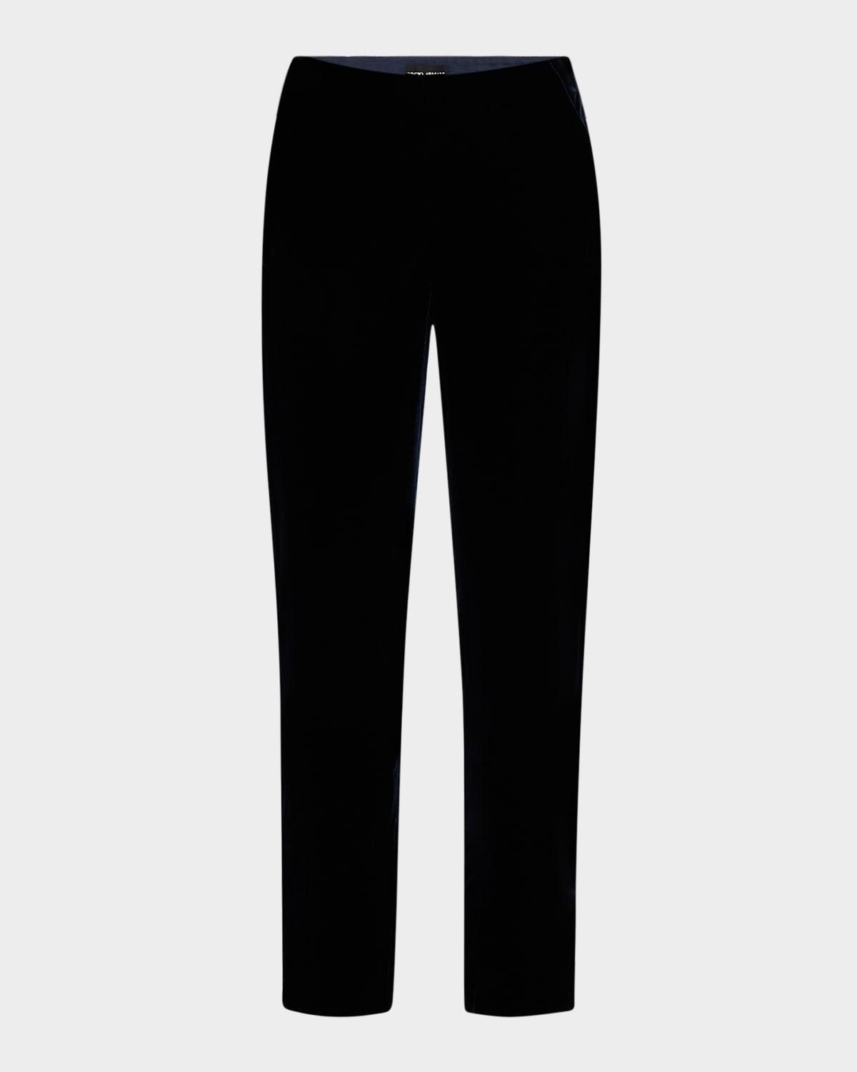 mid-rise slim-leg velvet trousers