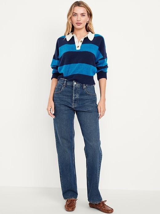 mid-rise slouchy straight jeans