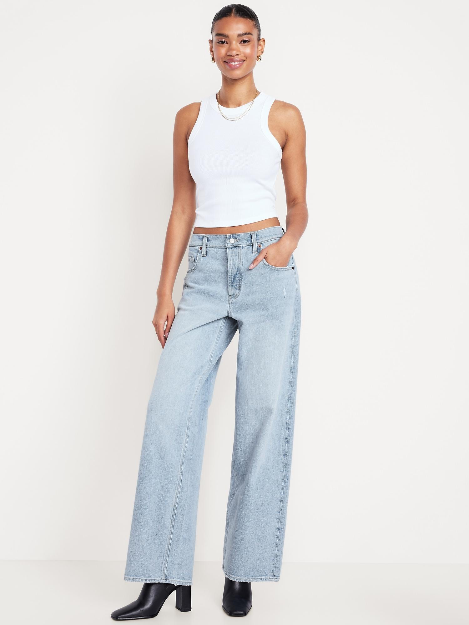 mid-rise slouchy wide-leg jeans