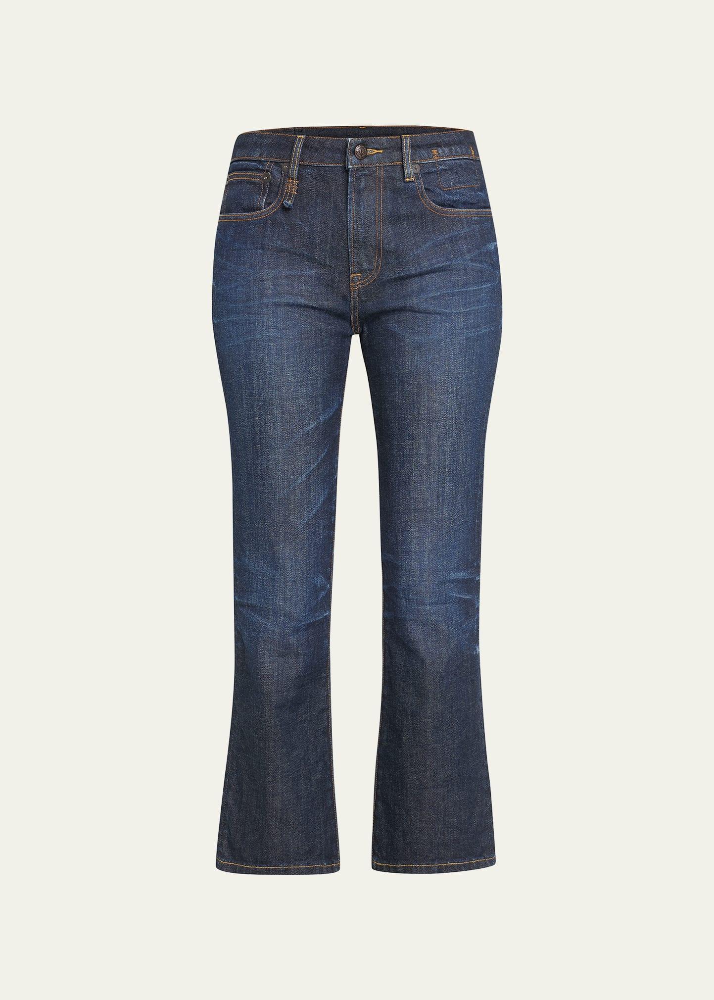 mid-rise straight kick ankle jeans