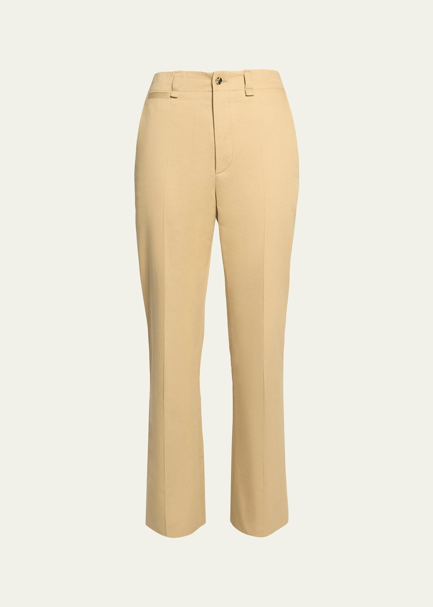 mid-rise straight-leg ankle cotton pants