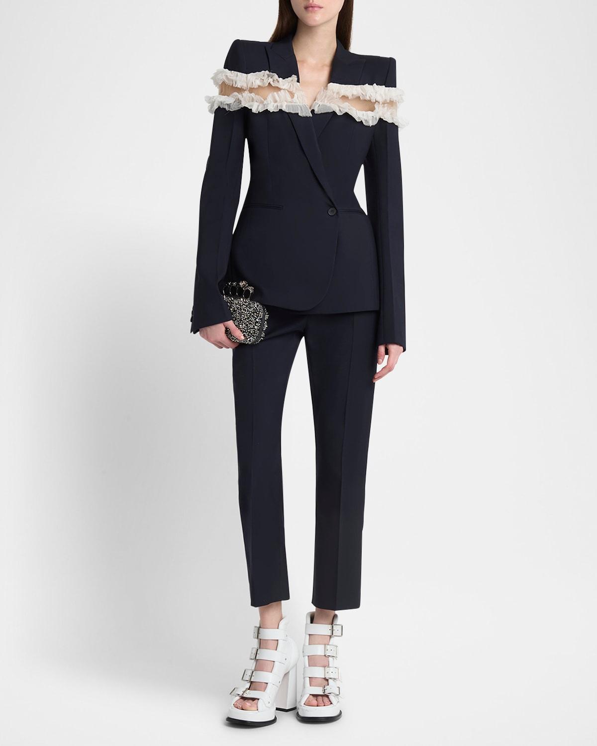 mid-rise straight-leg crop trousers