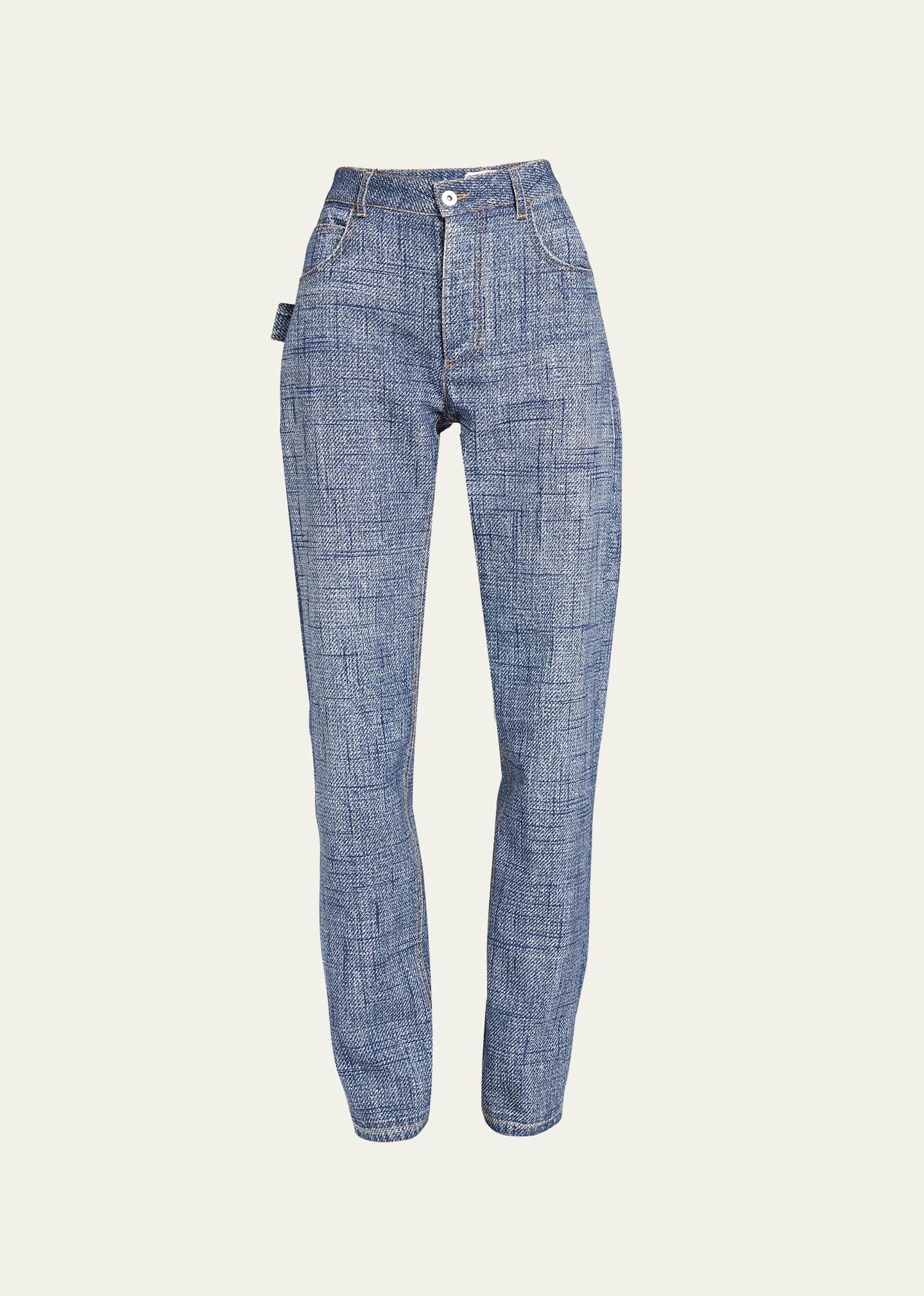 mid-rise straight-leg denim trousers