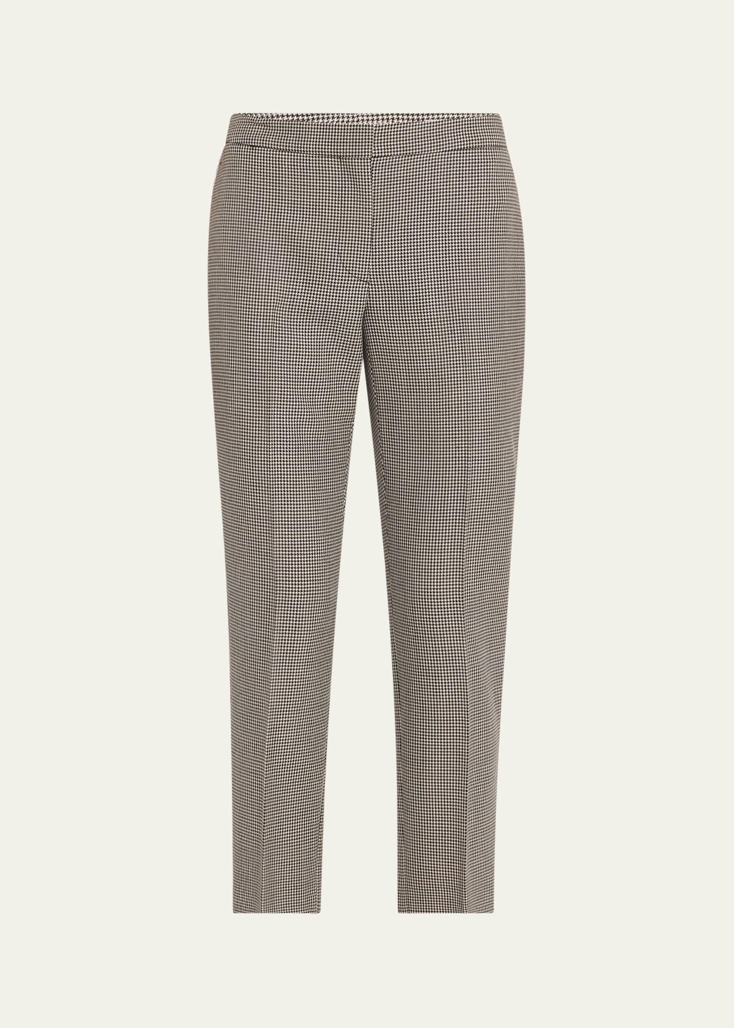 mid-rise straight-leg houndstooth trousers