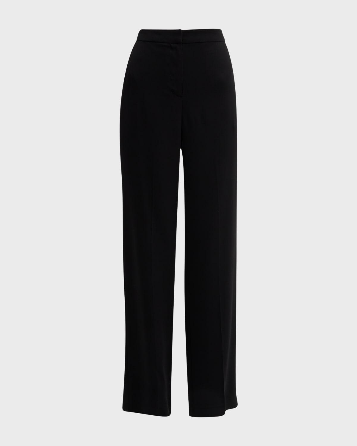 mid-rise straight-leg stretch crepe pants