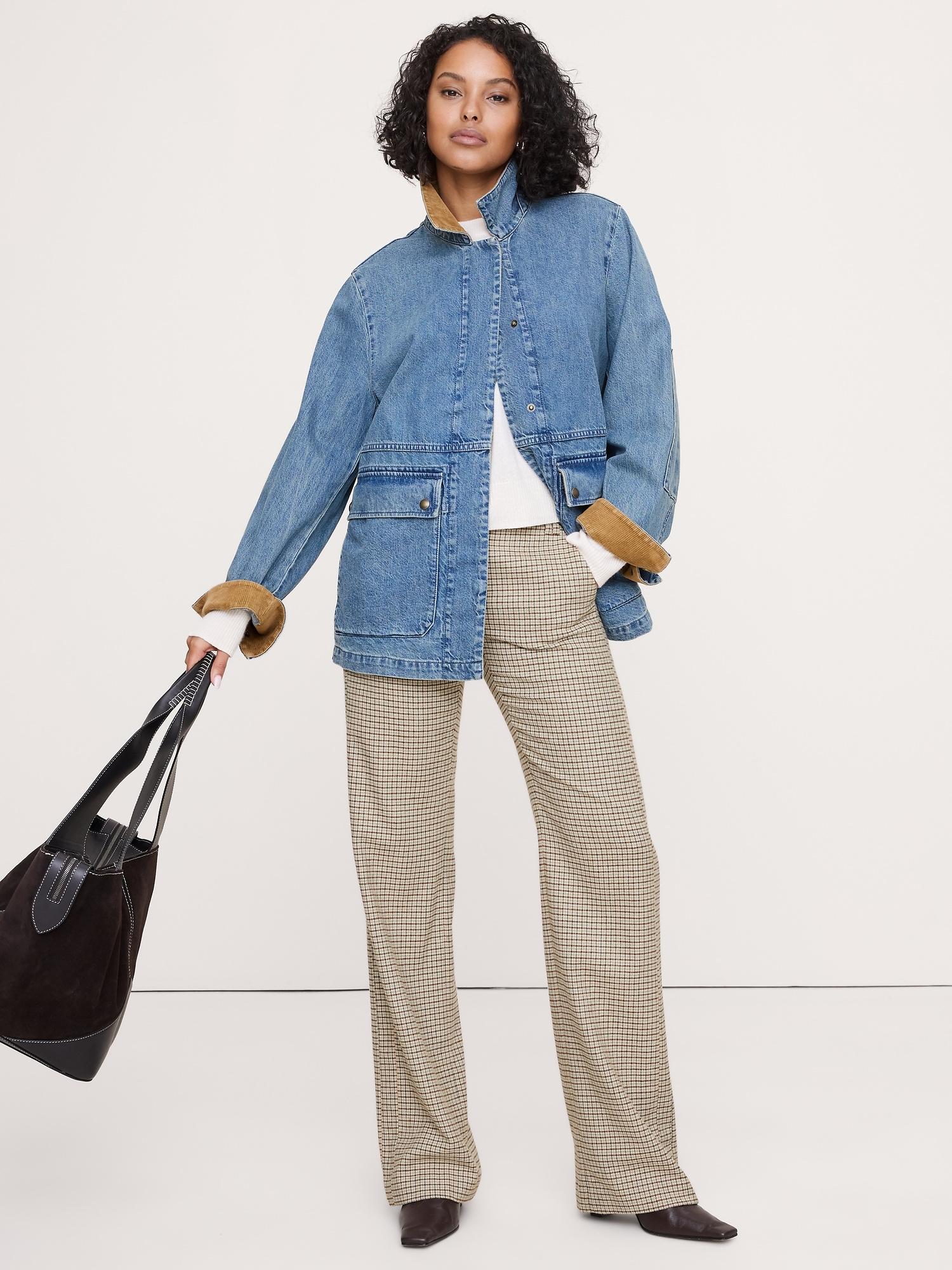 mid-rise straight wool-blend flannel pant