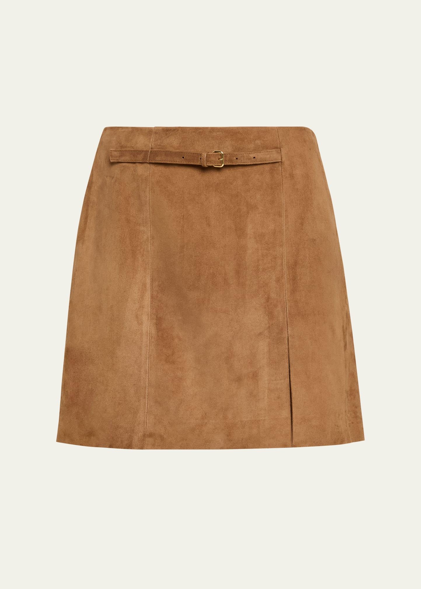 mid-rise suede mini skirt